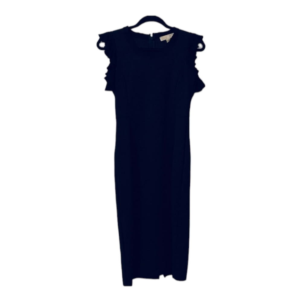 Michael Kors midi knit black dress with short flutter sleeves. - Picture 2 of 3